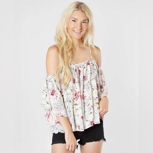 Billabong Floral Forever Cold-Shoulder Blouse Medium